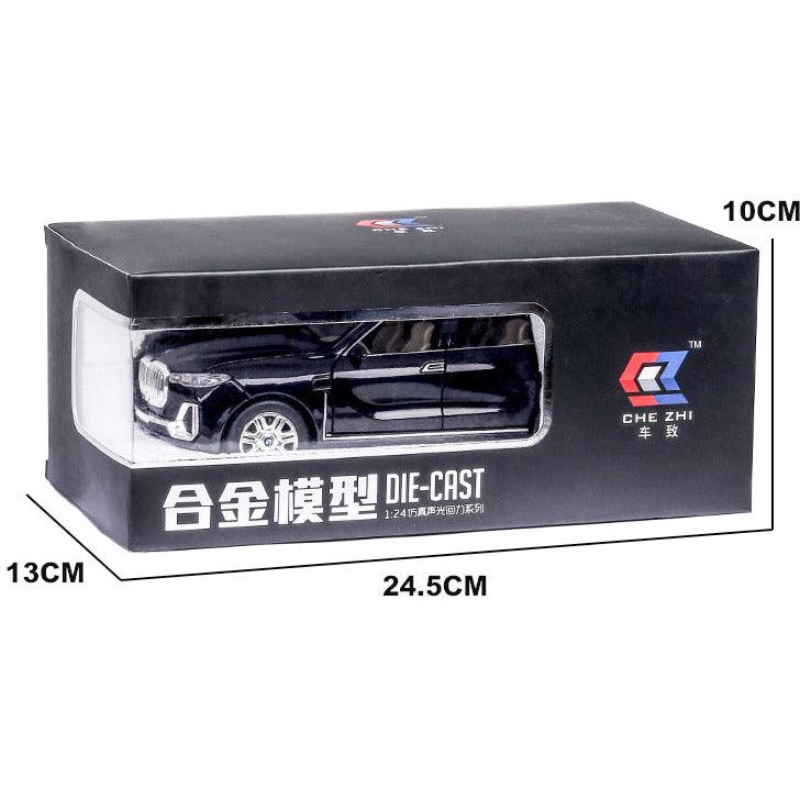 CHE ZHI Toy Car Diecast 1:24 Scale BMW X7 Toy Car Alloy Metal Car With Lights - Black
