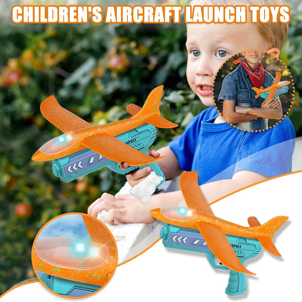 Airplane gun toys 2 in 1 launch plane gun toy flying EVA foam flying gliding plane shooting guns ( Style May Vary)