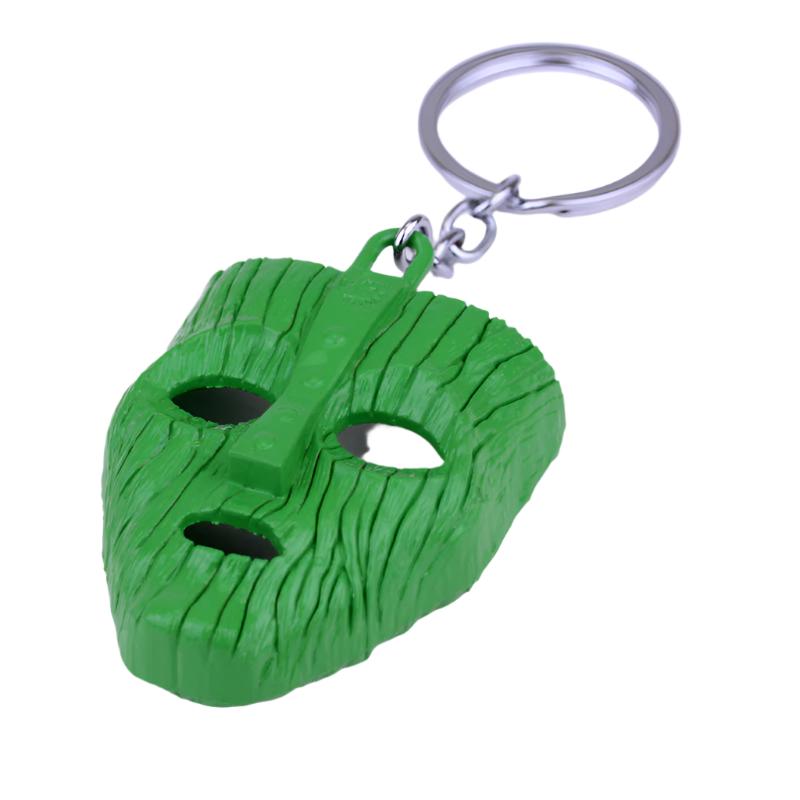 Jim Carrey Mask Keychain For Men and Ring Hollow Mini Key Holder Porte Cle - Green