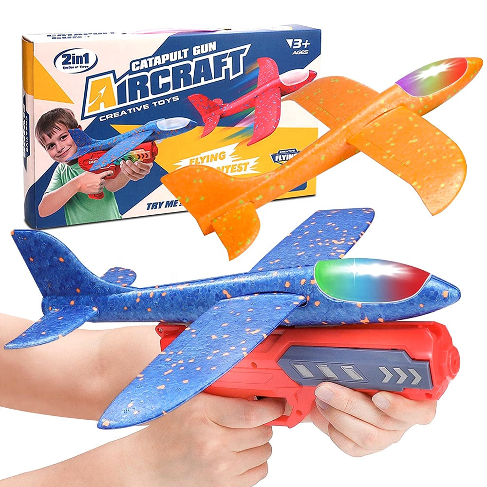 Airplane gun toys 2 in 1 launch plane gun toy flying EVA foam flying gliding plane shooting guns