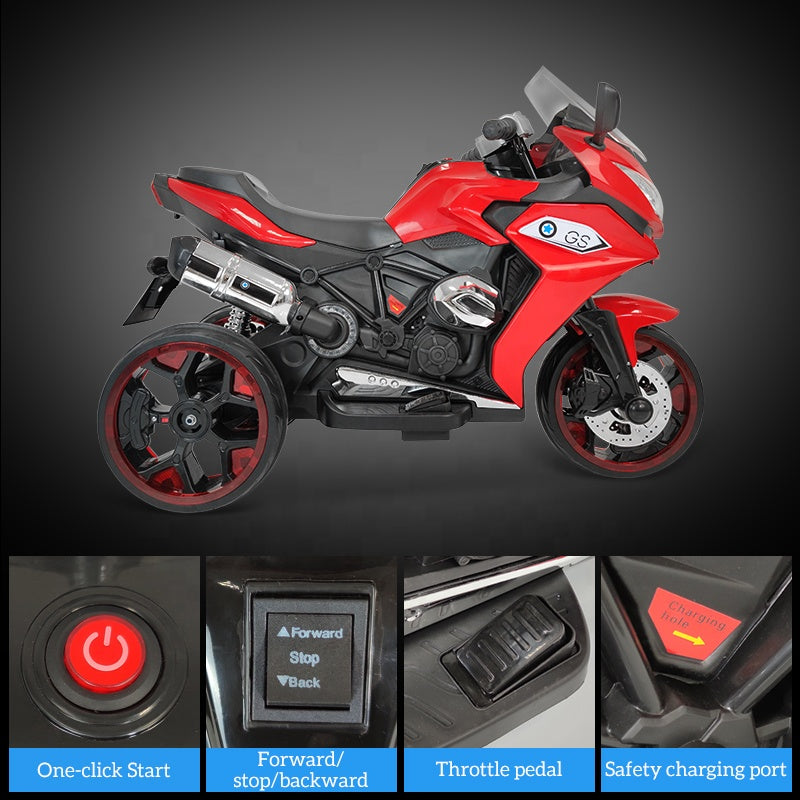 6V Electric Ride-On Motorbike for Kids – Dual Motors, Light-Up Wheels – Red