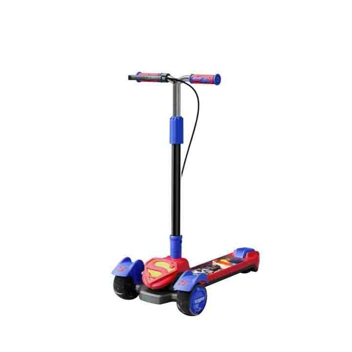 LED Foldable Kids Scooter and Adjustable Handlebar - Superman