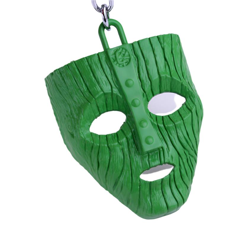 Jim Carrey Mask Keychain For Men and Ring Hollow Mini Key Holder Porte Cle - Green