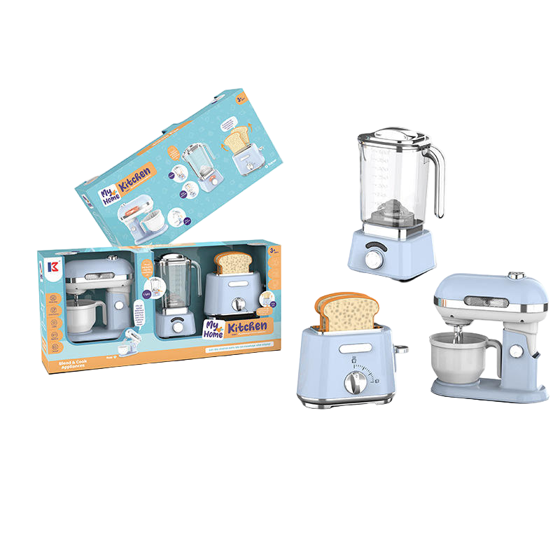"My Kitchen" 3-in-1 Small Appliance Play Set: Toy Mixer, Blender, and Pop-Up Toaster with Play Bread