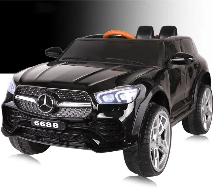 12V Electric Ride-On SUV Car for Kids with Remote Control, Bluetooth, USB, SD, and Leather Seat – Black