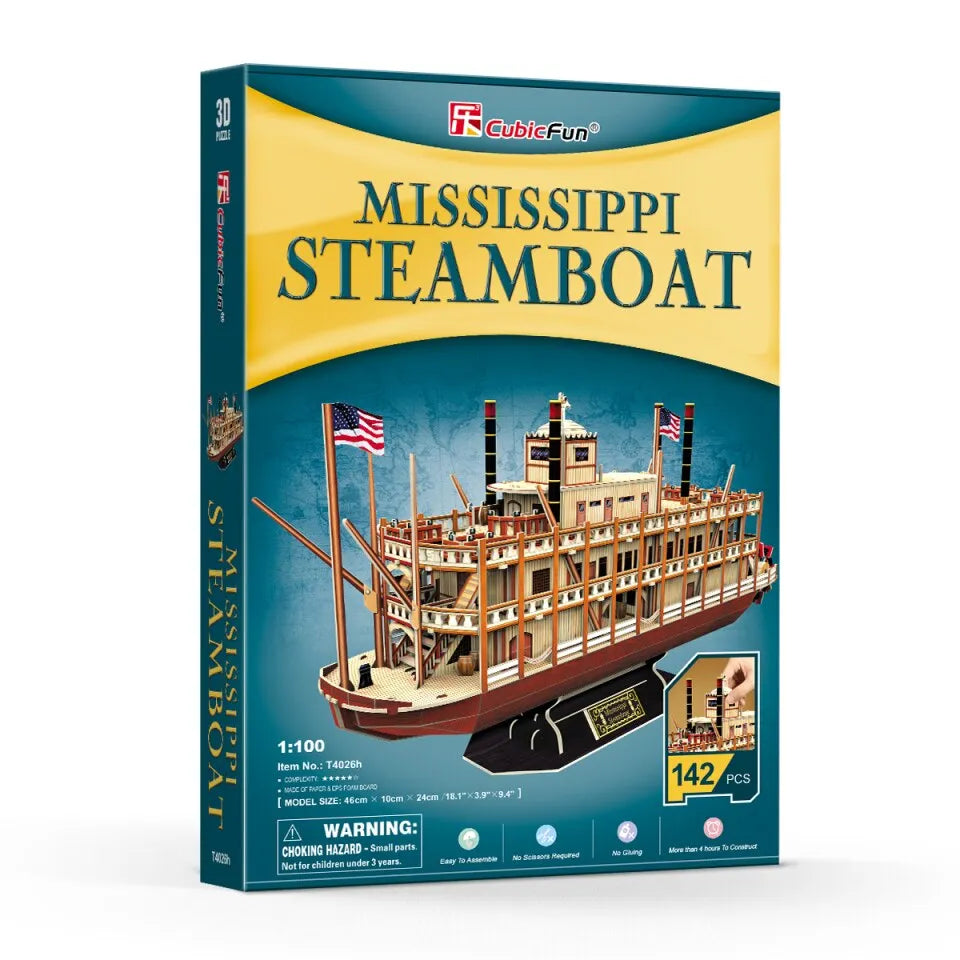 CubicFun 3D Vessel Puzzle Ship Models Toys Foam Puzzles Building Kits US Worldwide Trading Mississippi Steamboat 142 Pieces