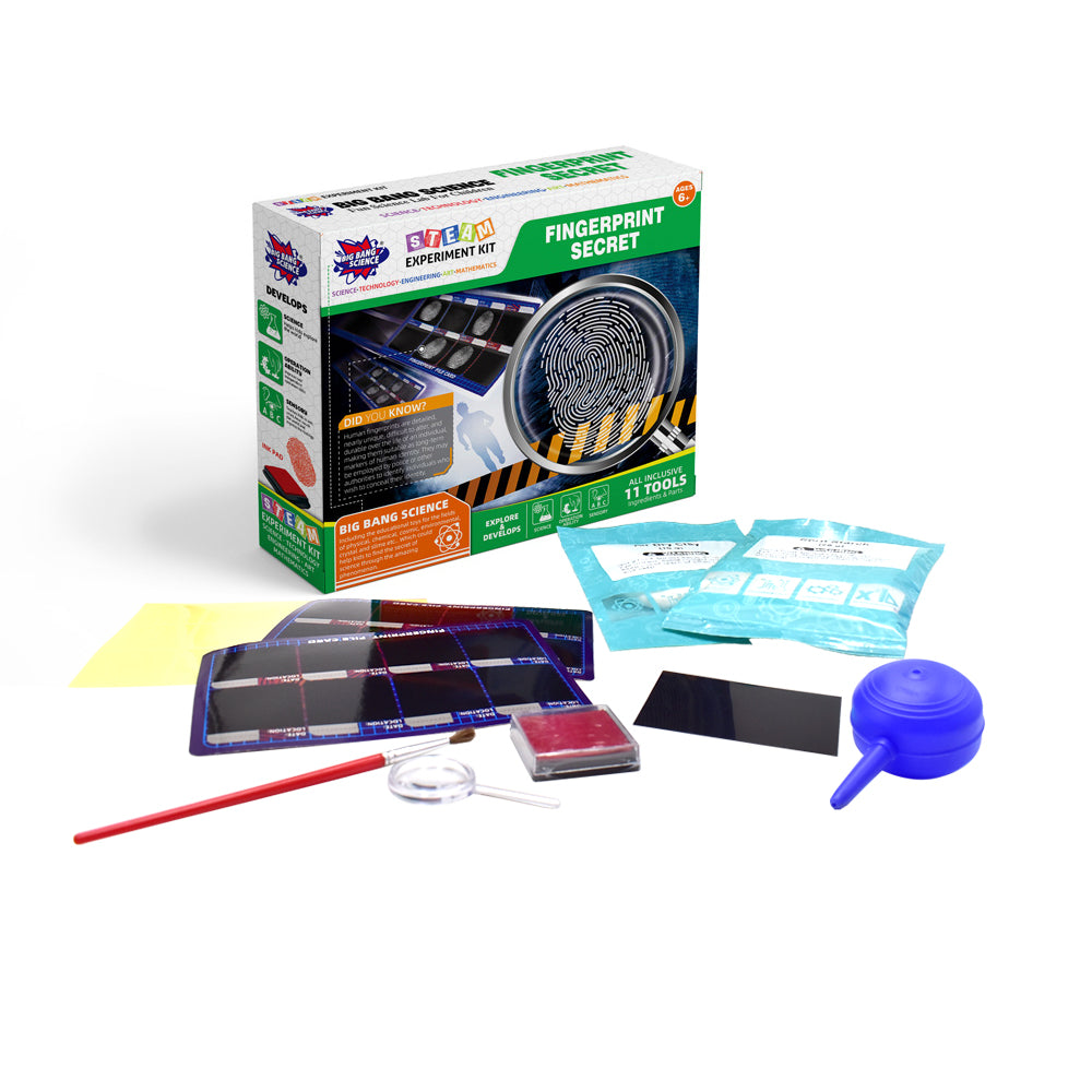 Science experiment kit with box, materials, and tools 