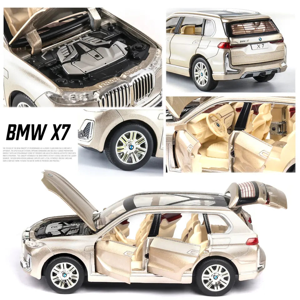 CHE ZHI Toy Car Diecast 1:24 Scale BMW X7 Toy Car Alloy Metal Car With Lights - Black - BumbleToys - 2-4 Years, 5-7 Years, bmw, Boys, Cars, collectible, Collectible Vehicles, collectors, Toy Land