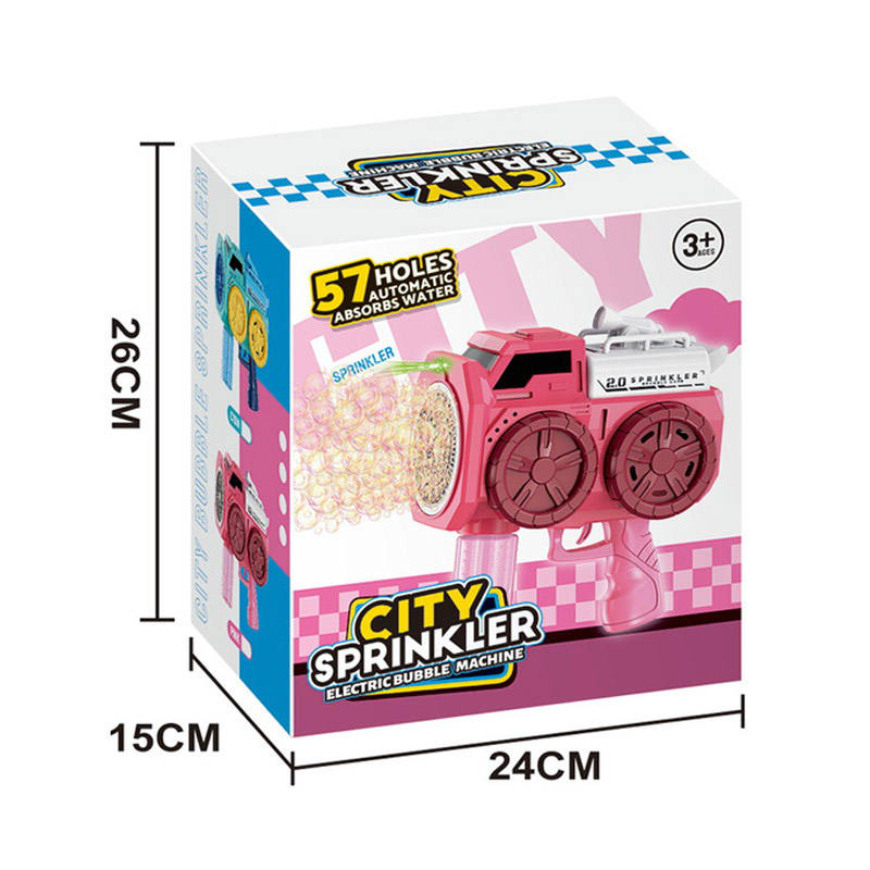 57-Hole Automatic Plastic Water-Absorbing Sprinkler Car Bubble Machine Toy Cars with Soap Space Gun for Kids