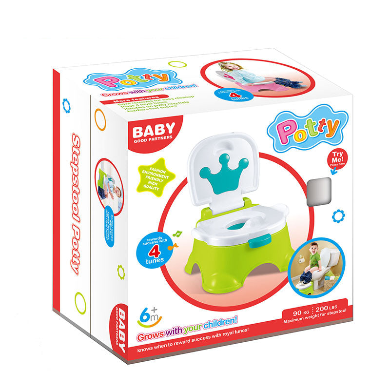 3-in-1 Musical Crown Baby Potty Training Chair & Step Stool for Toddlers