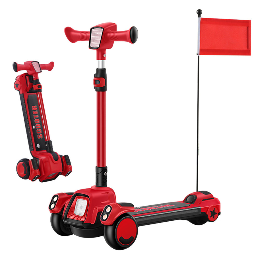 Children's Scooter Kids 3 Light up Big Wheels Folding Kids' Kick Scooter for Toddlers 3-8 years AT-27