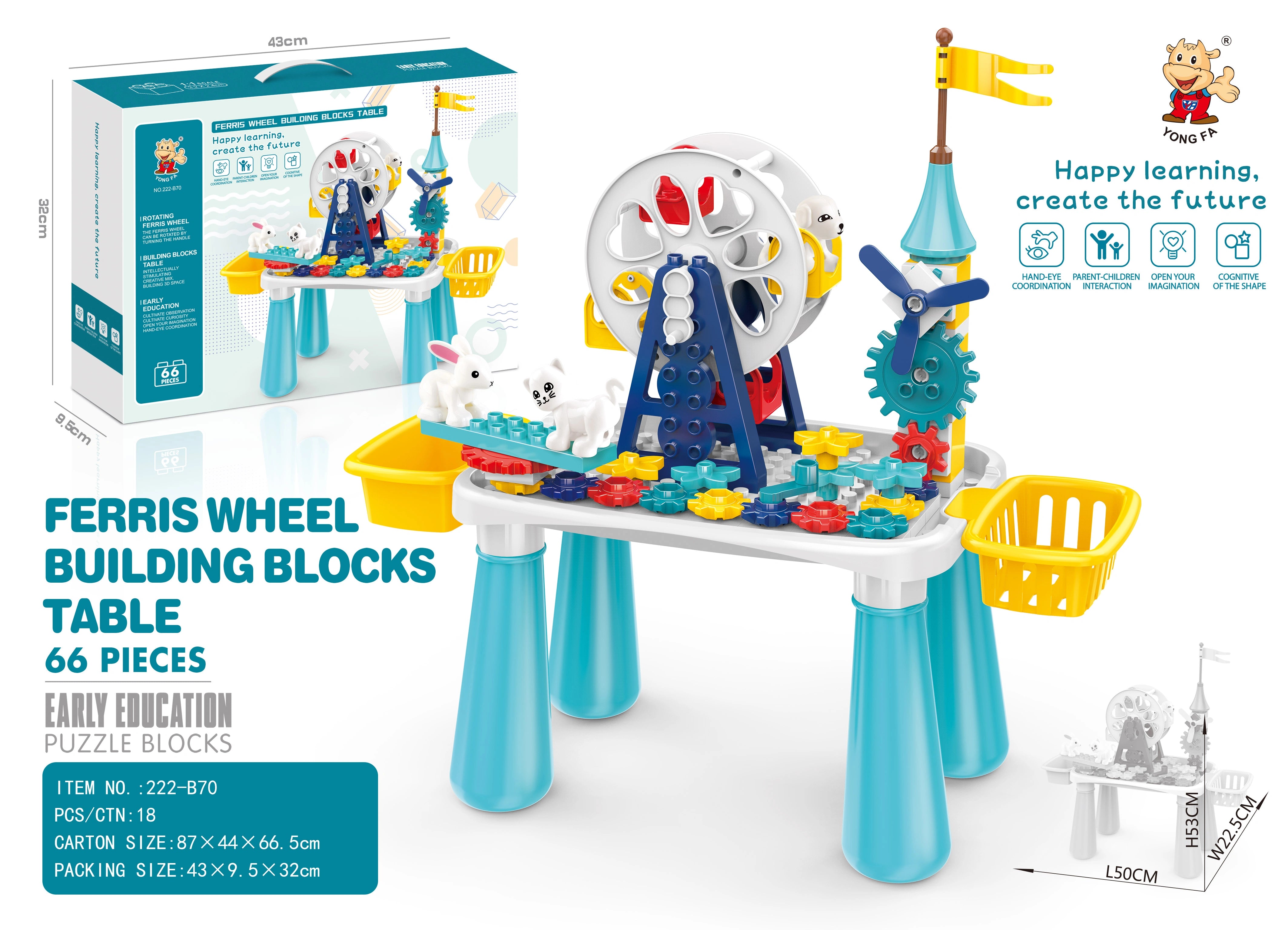 Ferris Wheel Building Block Table Playset  – 66 Pieces