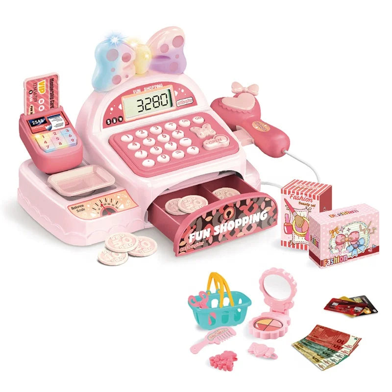 Cash Register Play Set Cashier With Lights And Sounds - Pink