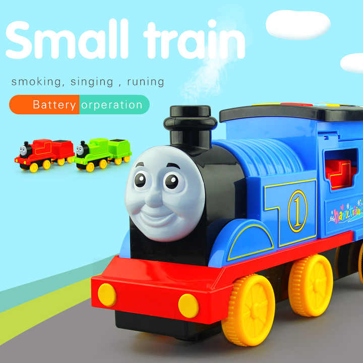 smoking train with light and sound red blue gree little train toys