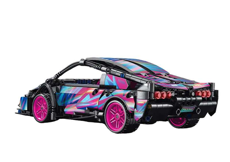 Cyberpunk Speed Racing Building Block Car 1:18 Scale Kit - 451 Pieces with Metal Craft Wheels (Ages 6+)