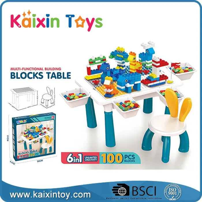 Nikan Te Multi-Functional Building Blocks 100 pcs Table: 6-in 1
