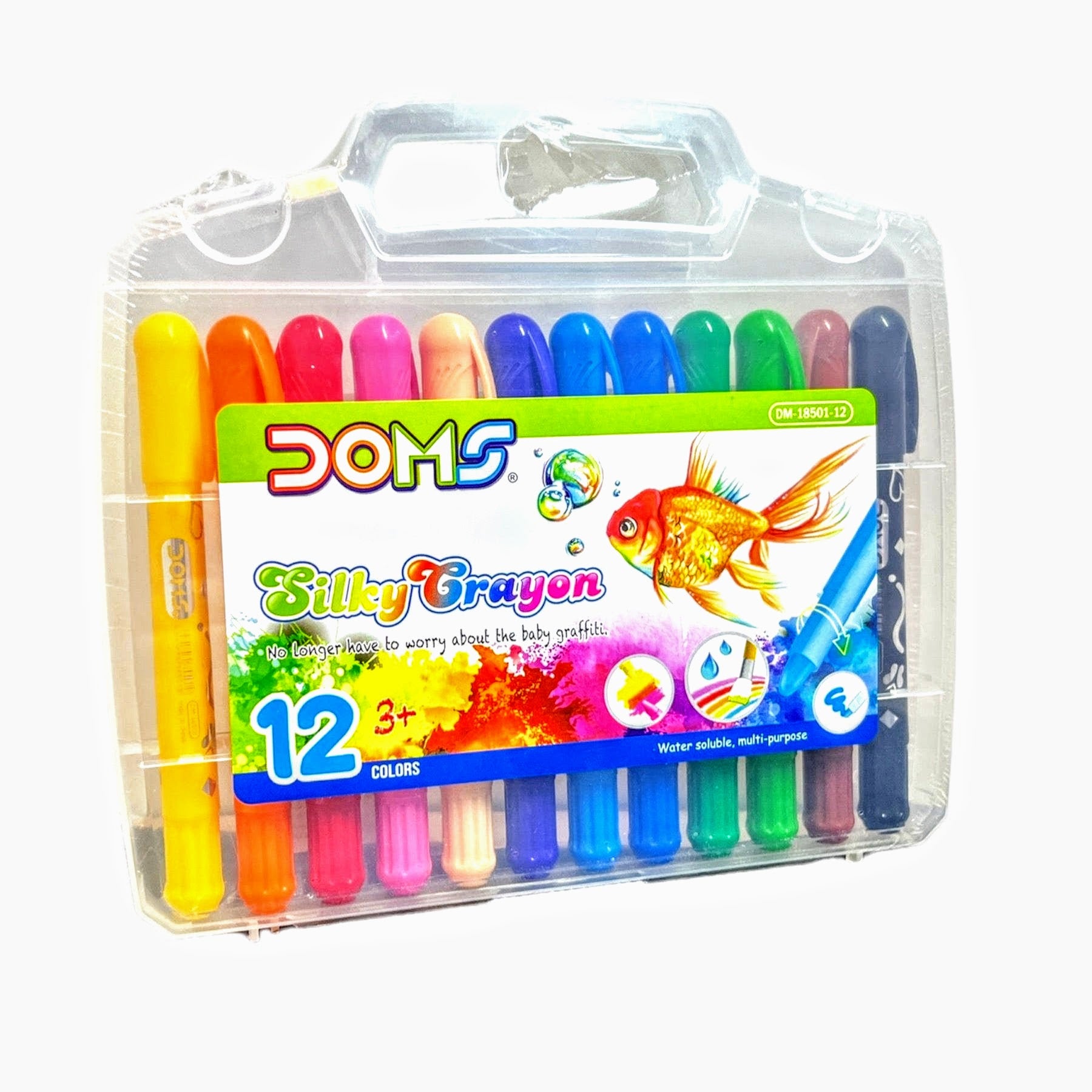 Doms DM-18501-12 Slky Crayons Art Supplies for Drawing - 12 Colors