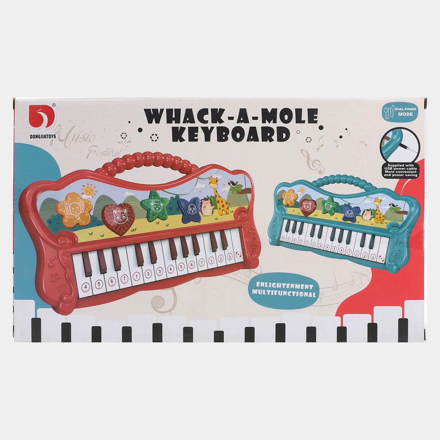 WHACK-A-MOLE KEYBOARD/PIANO FOR KIDS - Red