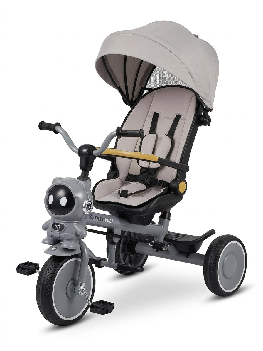 Slider three-wheeled bicycle with a control handle For Kids - Grey