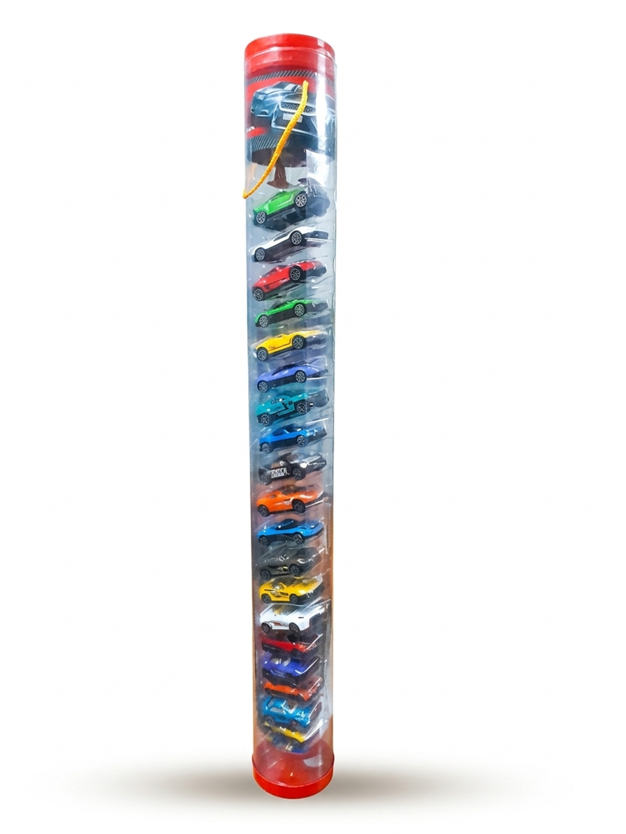 20-Piece Die-Cast Toy Cars Set – Mini Racing Cars Collection in Storage Tube