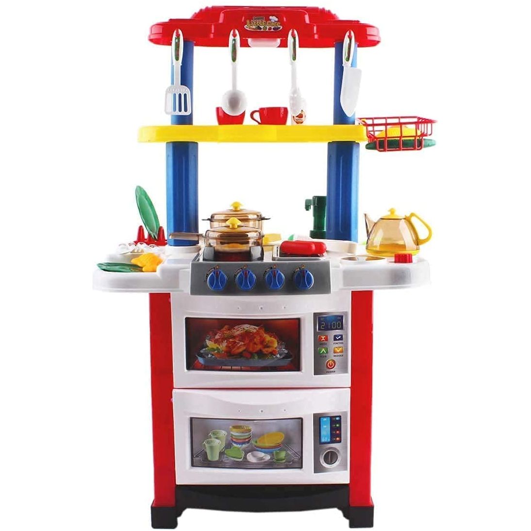 Kitchen Playset Happy Little Chef Pretend Play for Toddlers with Lights, Sounds, Real Water Features