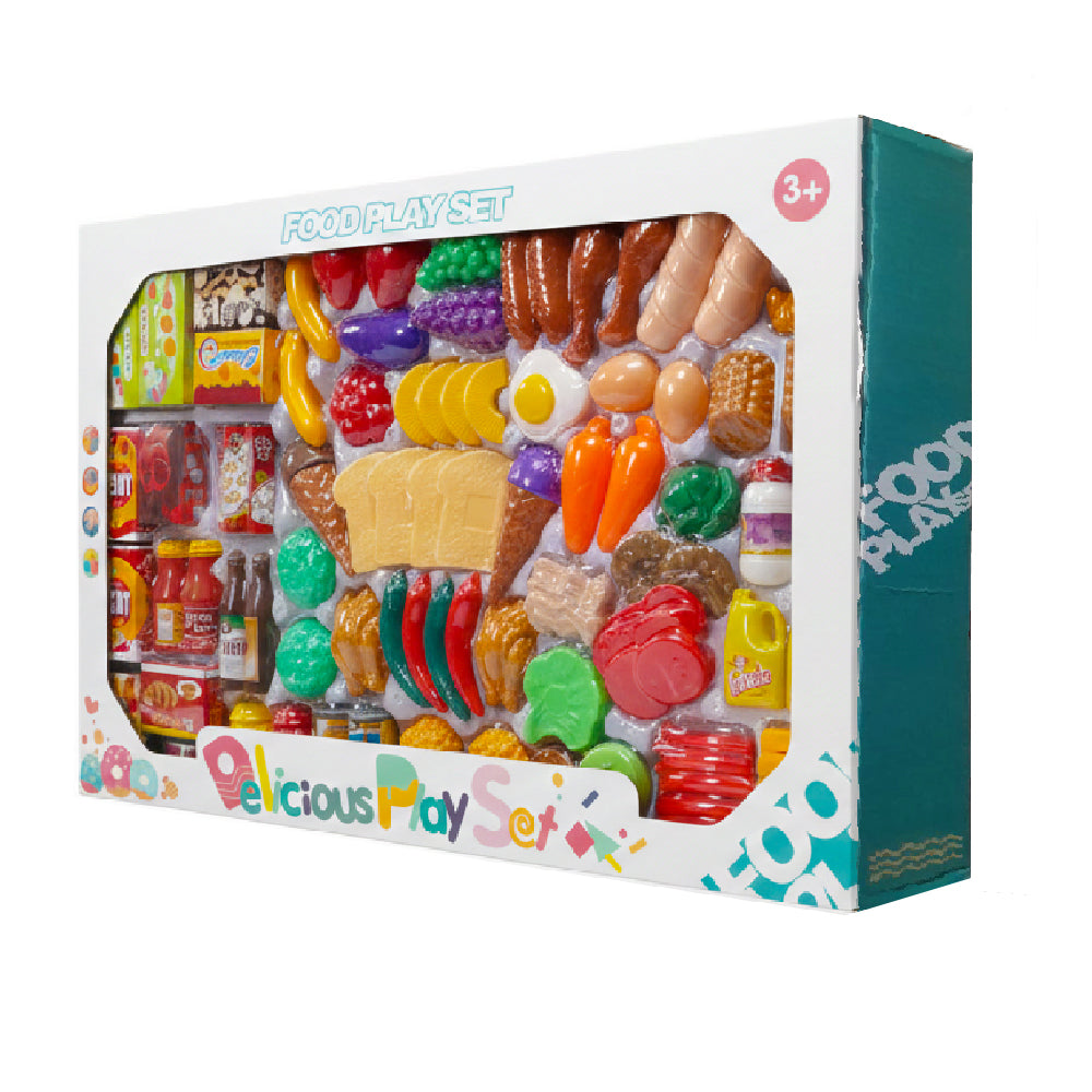 Delicious Play Set – Ultimate 84-Piece Kids' Play Food Collection – Variety of Fruits, Vegetables, Meats, and Treats for Imaginative Kitchen Play – Ages 3+