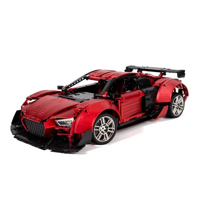 Kbox 10516B -1:10 Metal Red R8 Sports Car Model Building Blocks 2641 PCS