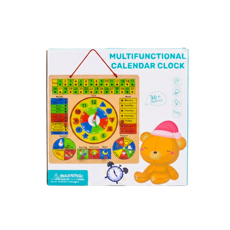 Wooden Multifunctional Calendar Clock Toy – Educational Learning Board for Kids (36+ Months)