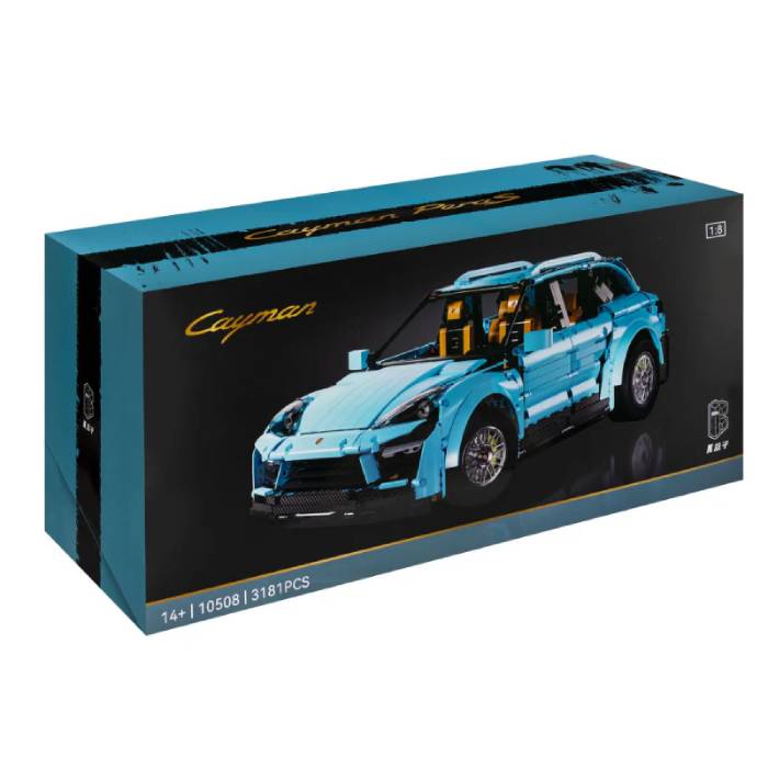 Boxed toy car model with Porsche Cayman logo 