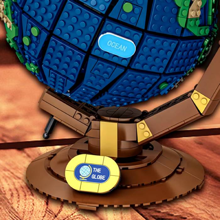 Toy globe made of interlocking bricks 