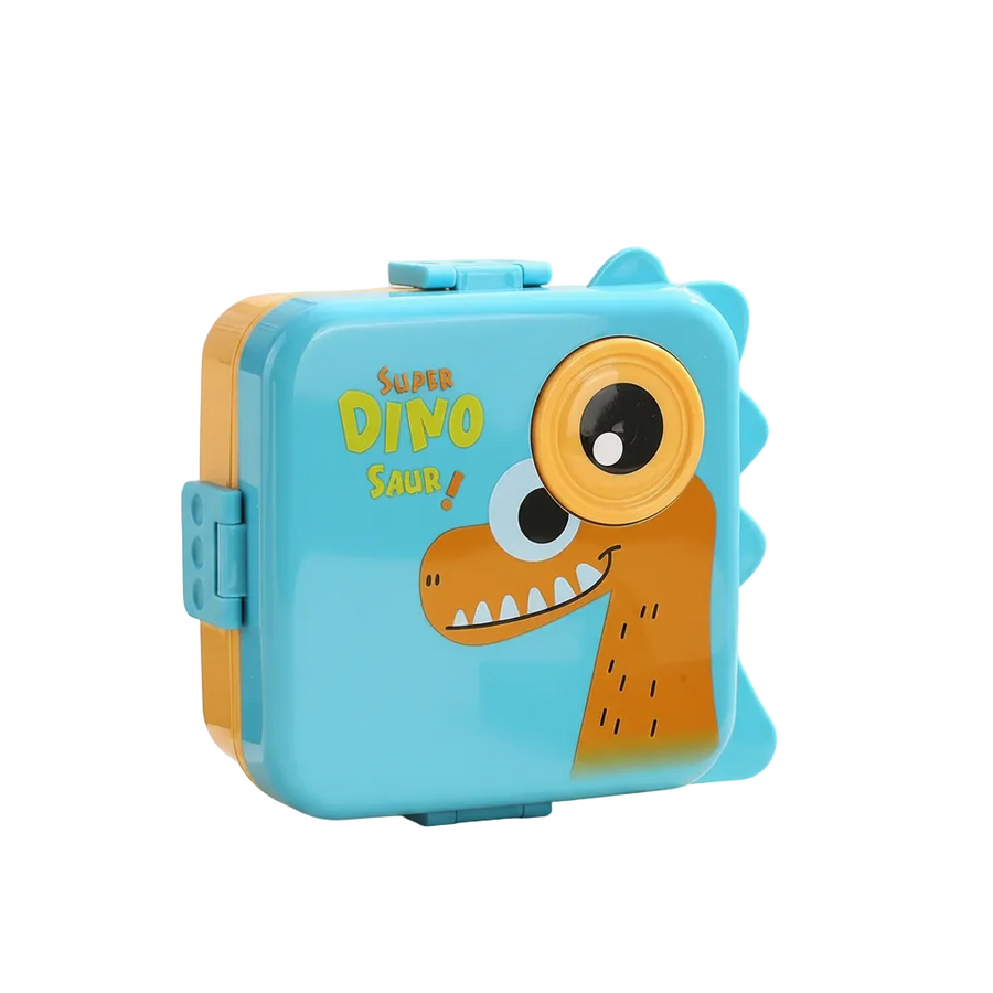 Dinosaur Square Bento Lunch Box with Sauce Cup & Cutlery - 1590ml