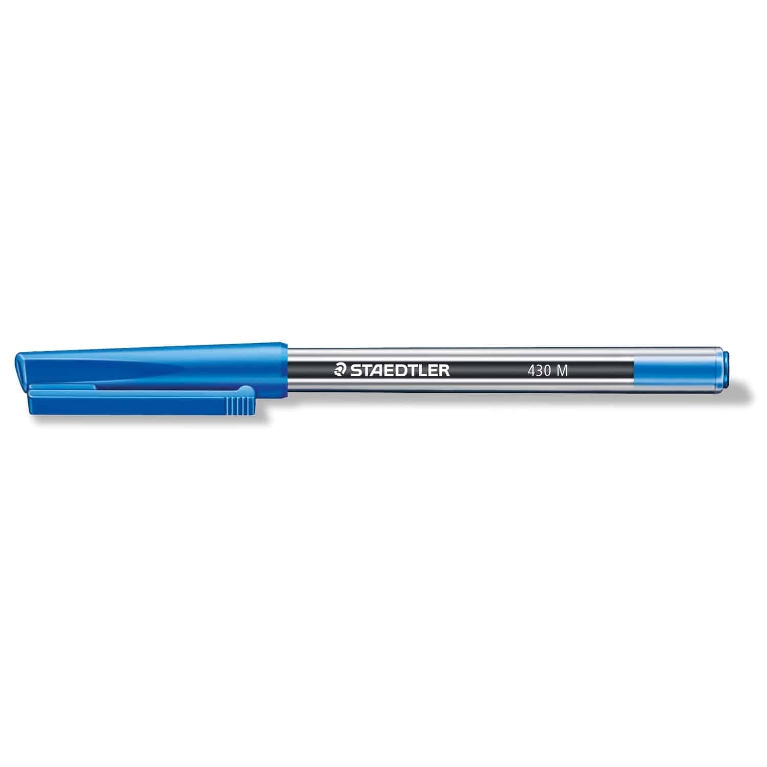 STAEDTLER Medium Stick 430 Ballpoint Pen Fine, Blue , Pack of 10