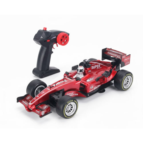 Red toy Formula 1 car with remote control
