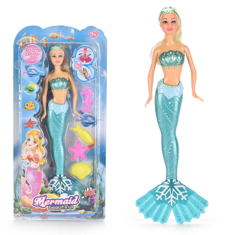 Beautiful Mermaid Doll Playset with Ocean Accessories and turquoise Tail Design - turquoise