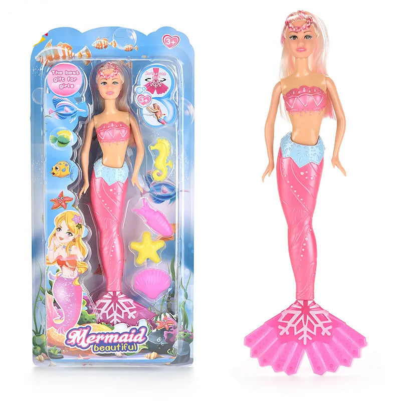 Beautiful Mermaid Doll Playset with Ocean Accessories and Pink Tail Design - Pink