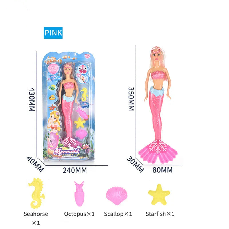 Beautiful Mermaid Doll Playset with Ocean Accessories and Blue Tail Design - Blue