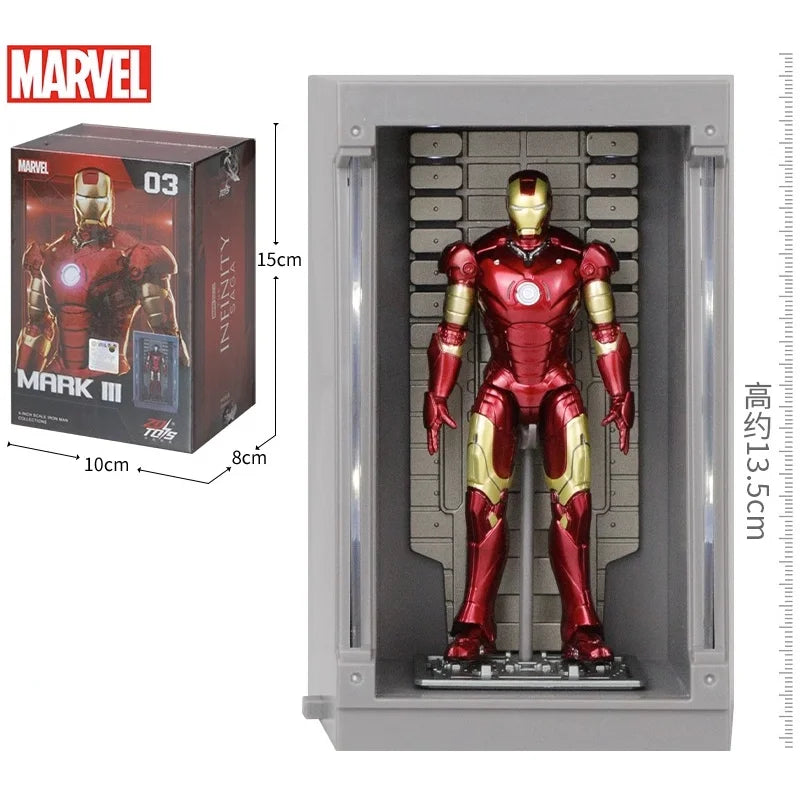 ZD Toys Super Heroes: Marvel - The Infinity Saga - 4 Inch Iron Man Mark 1 , 2 , 3 , 4 , 5 , 6 , 7 Set of (7 PCS) with Hall of Armor