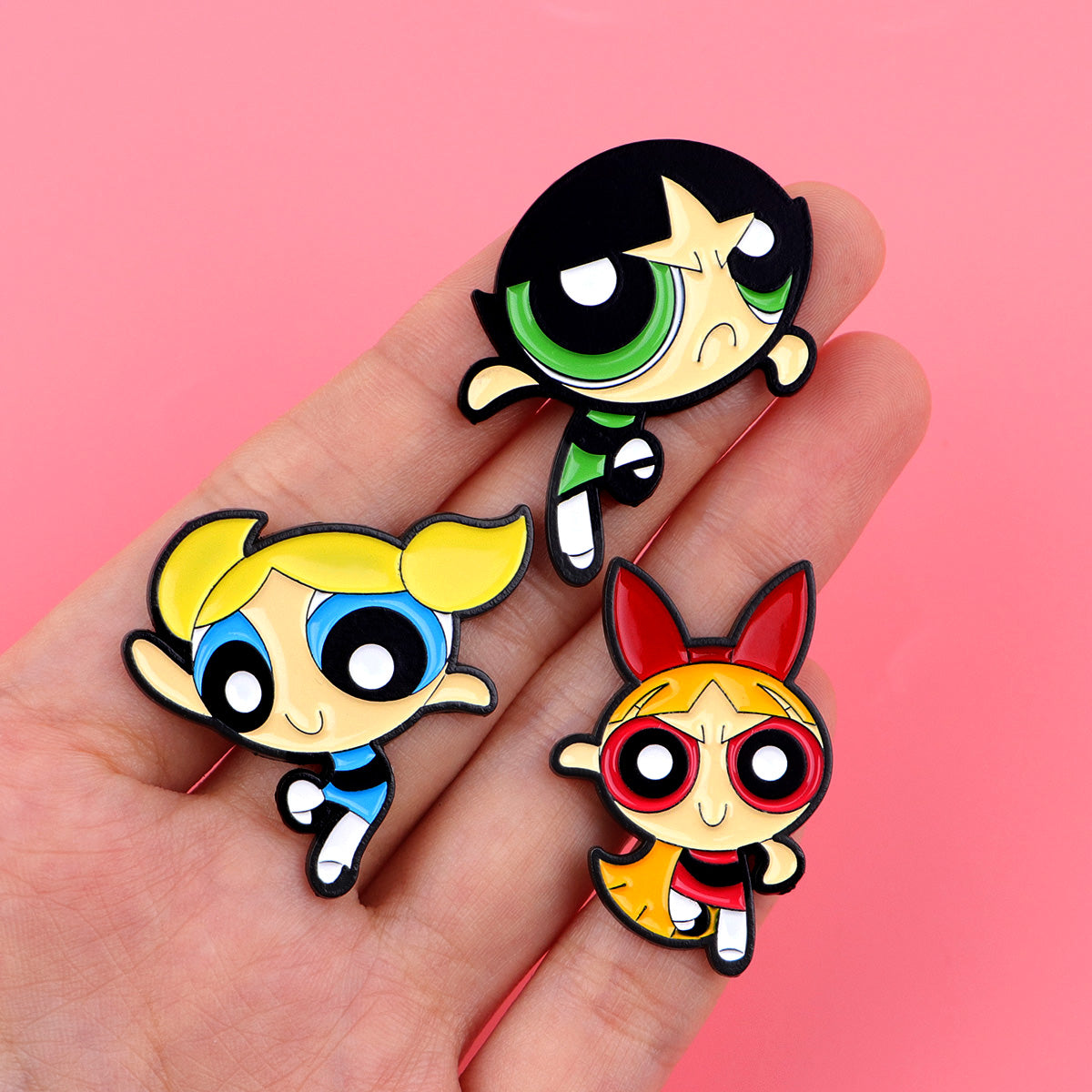 Girl's Brooch for Clothes and Backpack Decorations - Powerpuff (1 pcs & Style may vary)