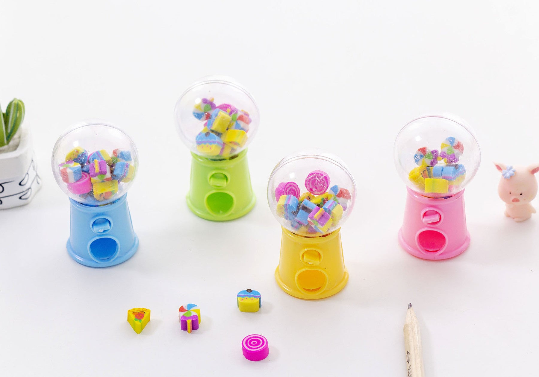 1 Set Cute Kawaii Creative Gashapon Pencil Cartoon Rubber Erasers For Kids- color may vary