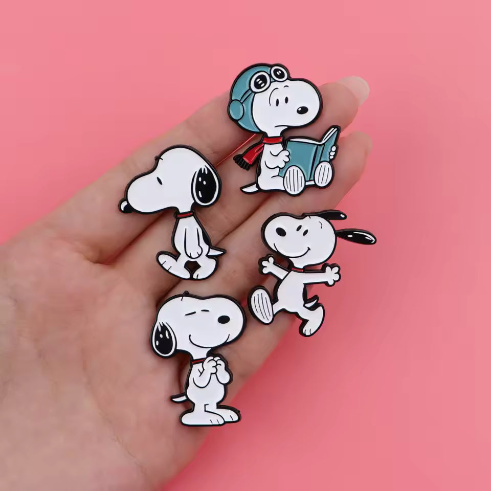 Girl's Brooch for Clothes and Backpack Decorations - White Dogs ( 1pcs & Style may vary )