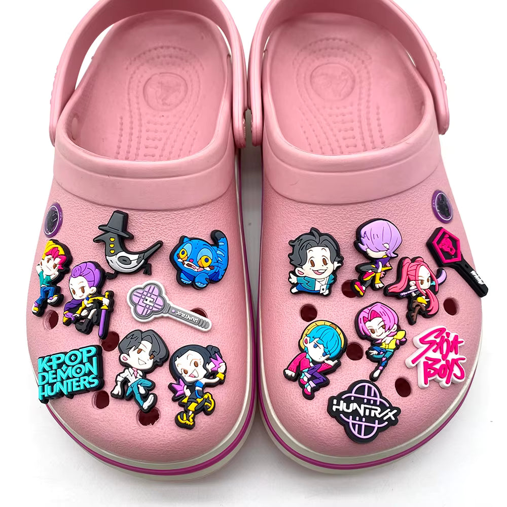 KPop Demon Hunters Cartoon Shoe Charms Accessories Children Shoe Decorations 16 Pieces