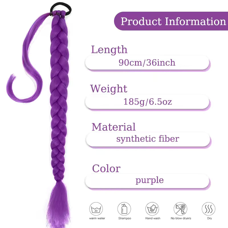 K-Pop Demon Hunters Purple Ponytail for Kids – 36 Inch Long