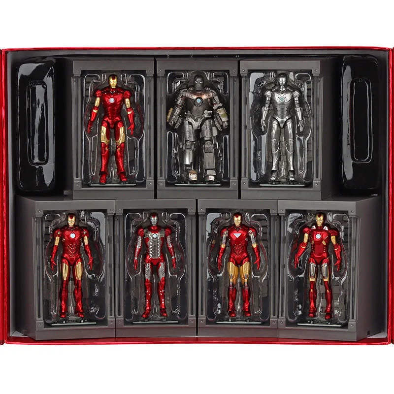 ZD Toys Super Heroes: Marvel - The Infinity Saga - 4 Inch Iron Man Mark 1 , 2 , 3 , 4 , 5 , 6 , 7 Set of (7 PCS) with Hall of Armor