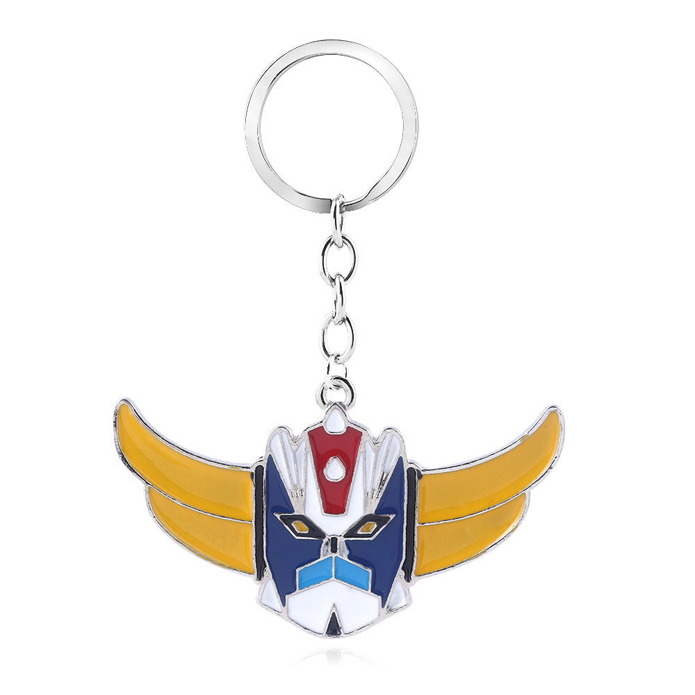 Anime Mazinger Z Metal Keychain UFO Robot Grendizer Logo Pendant Choker Car Keyring Men - 03