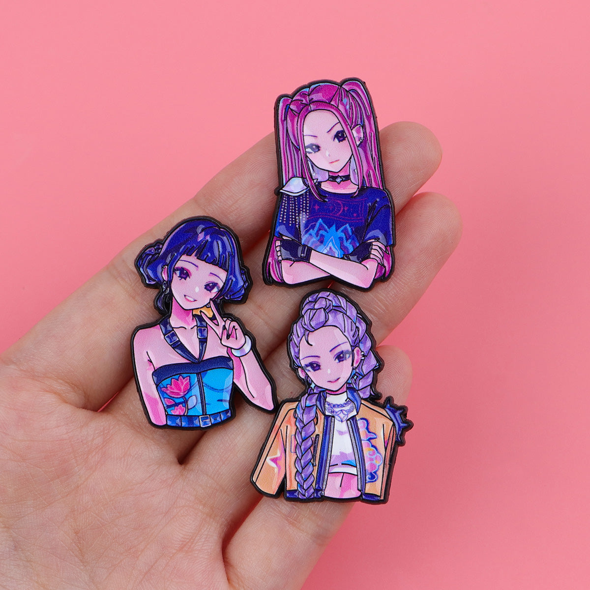 Girl's Brooch for Clothes and Backpack Decorations - Kpop Demon Hunters - 3 Pcs