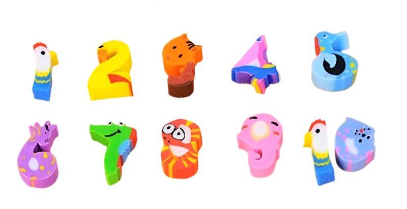 28Pcs/Bottle Cute Mini Cartoon Numbers Rubber Eraser with Plastic Bottle