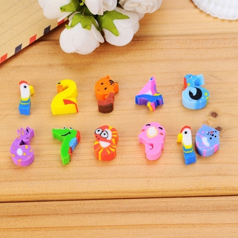 28Pcs/Bottle Cute Mini Cartoon Numbers Rubber Eraser with Plastic Bottle