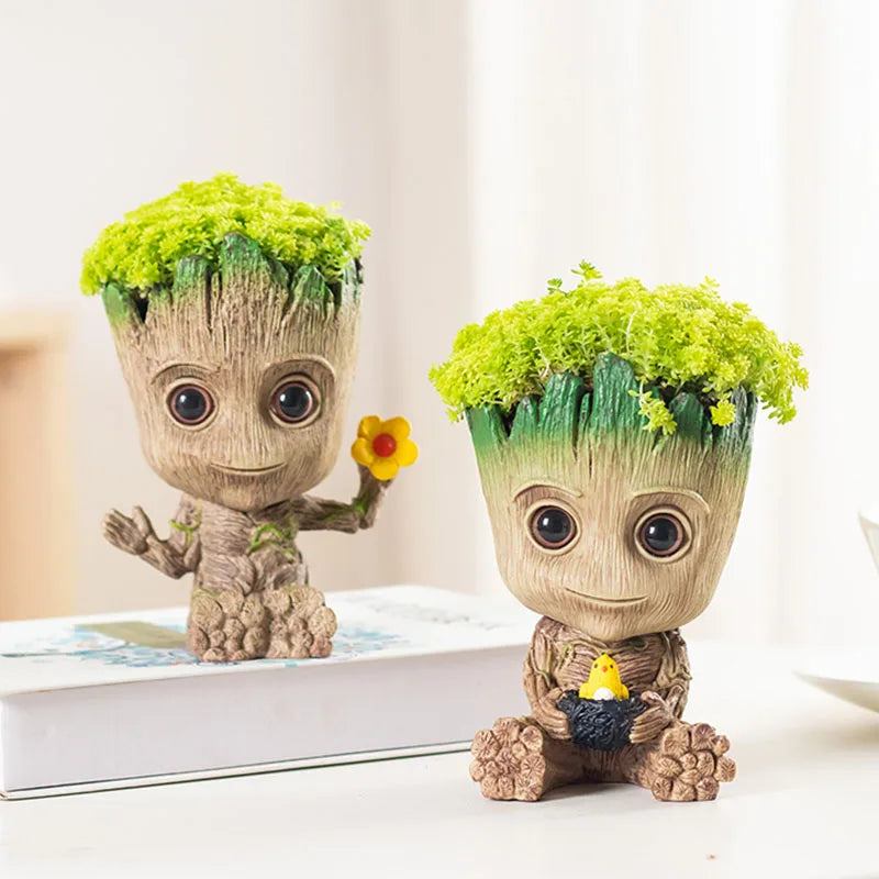 Marvel Anime Figure Home Decoration Crafts Toys Groot With Flower Statue Gift 5cm