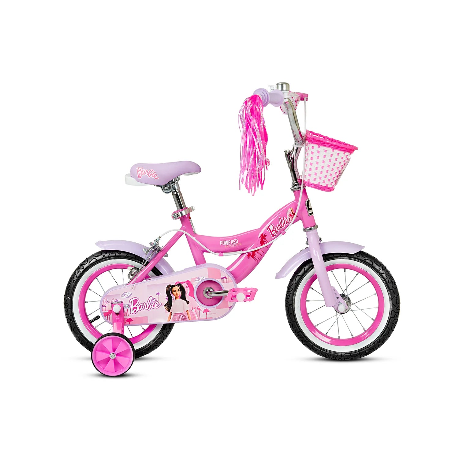 Spartan Disney Barbie Bicycle, Rear Caliper Brakes, Easy Saddle Height Adjustment, Colorful, 3 Years+, Pink - 12 Inches