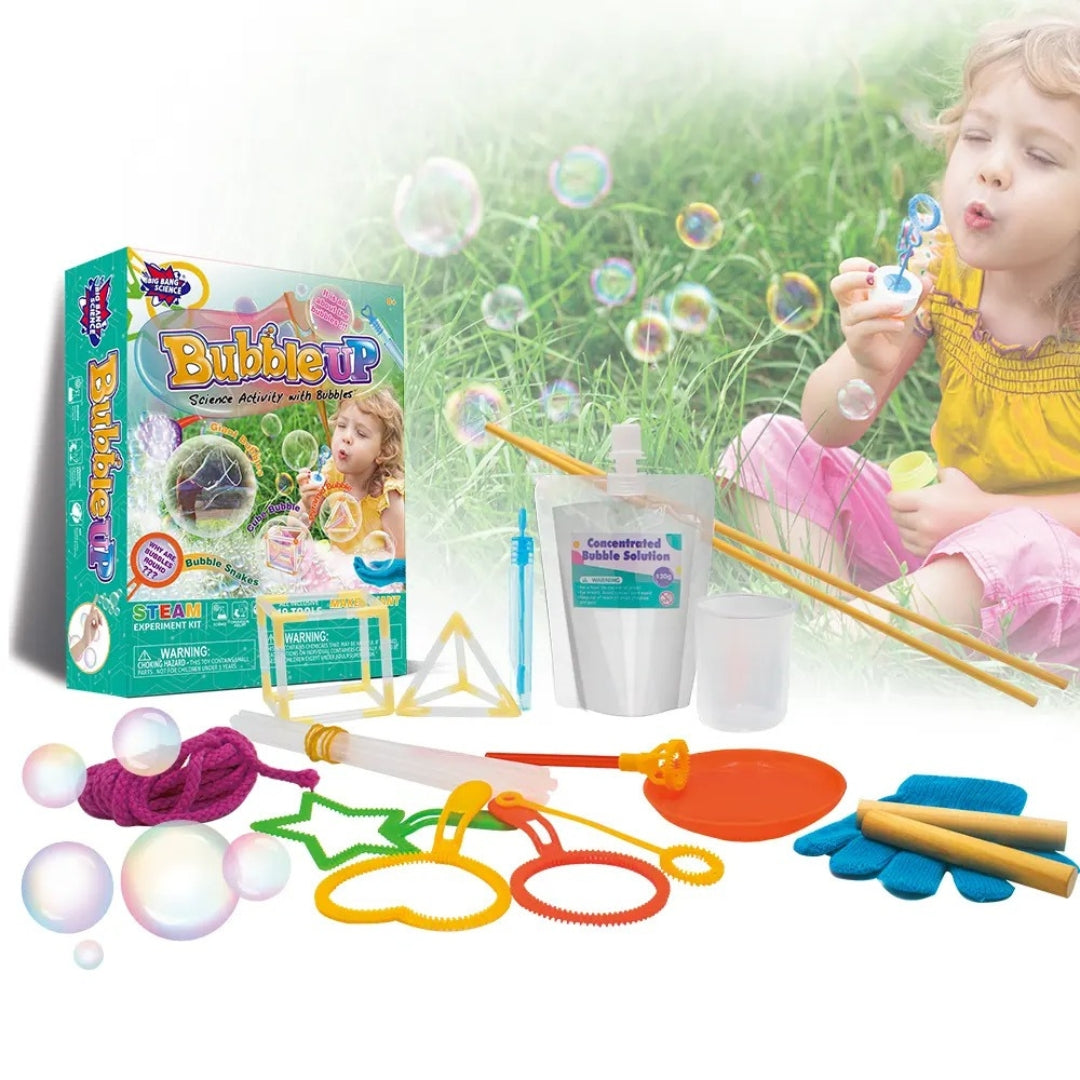 Bubble-making kit with packaging, bubble wands